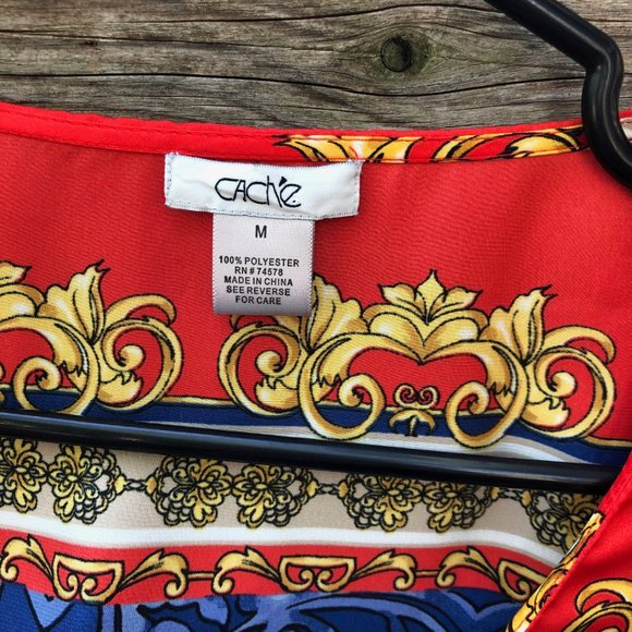 Cache Women Paisley Red Blue Gold Soft Tunic - Picture 2 of 8